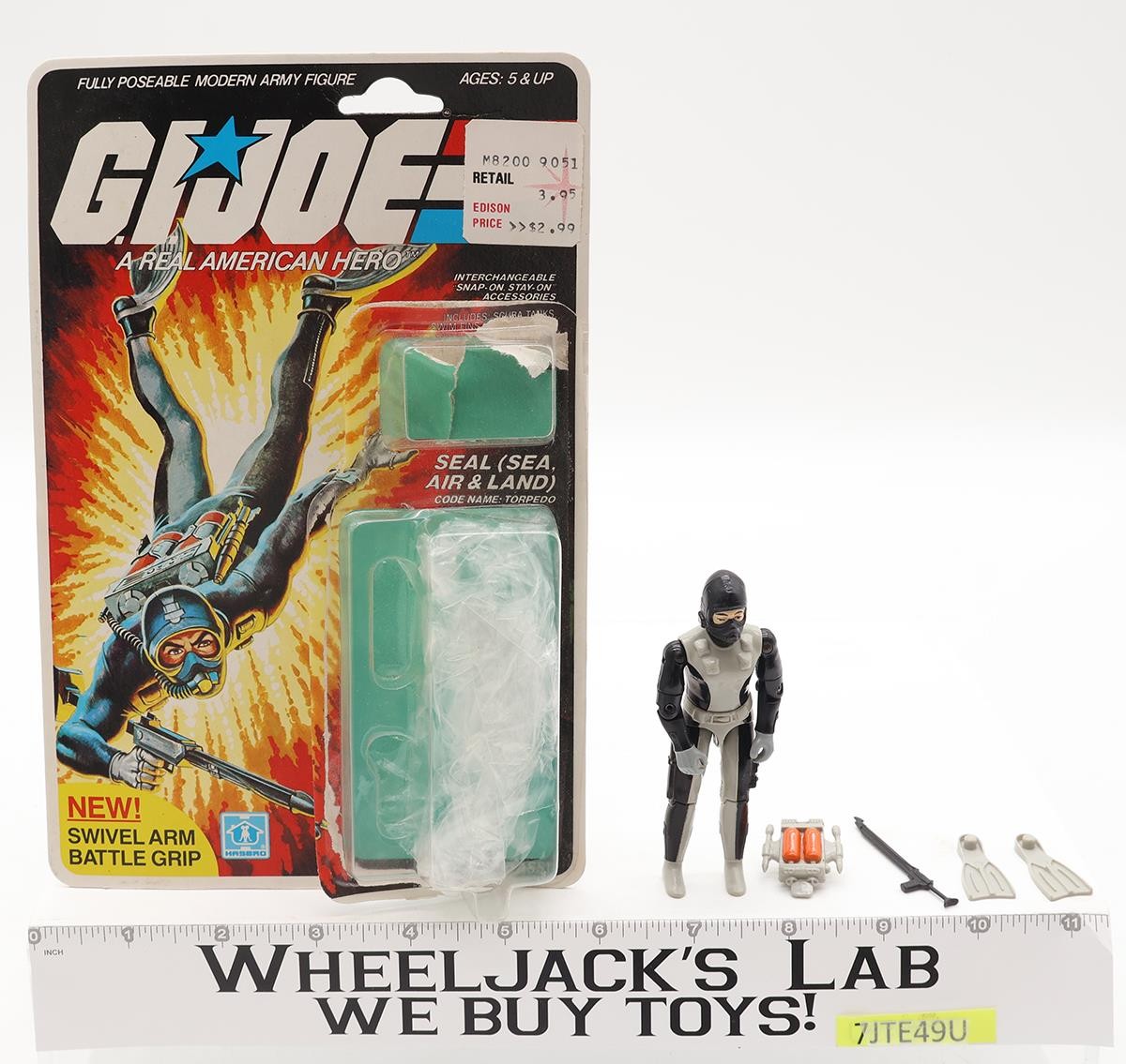 Torpedo V1 COMPLETE W/ 20 Cardback & Bubbles 1983 G.I. Joe Hasbro Vintage Figure