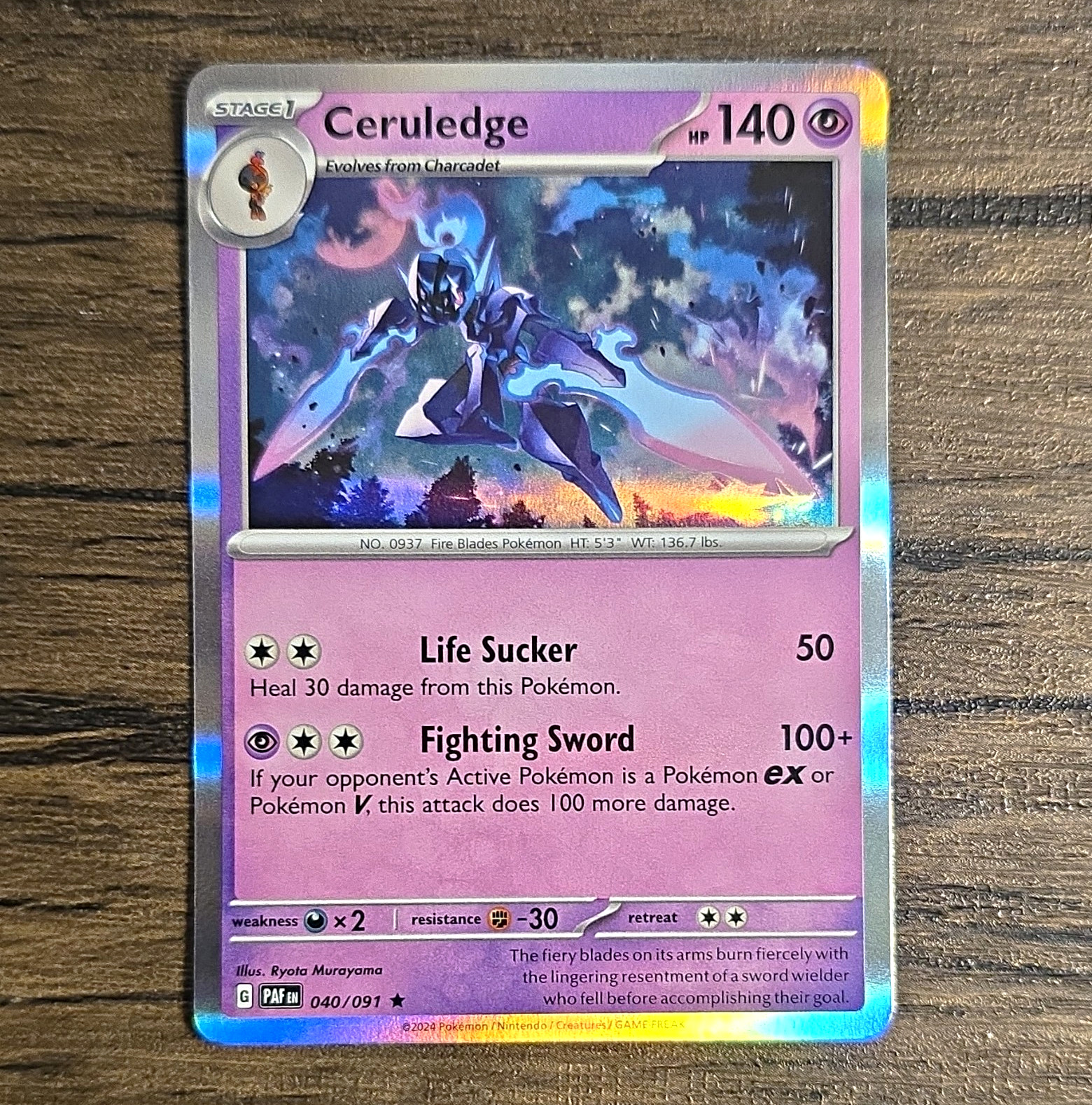 The Pokémon Company Pokémon TCG Ceruledge Holo Rare 098/193 SV02 EN HP 140