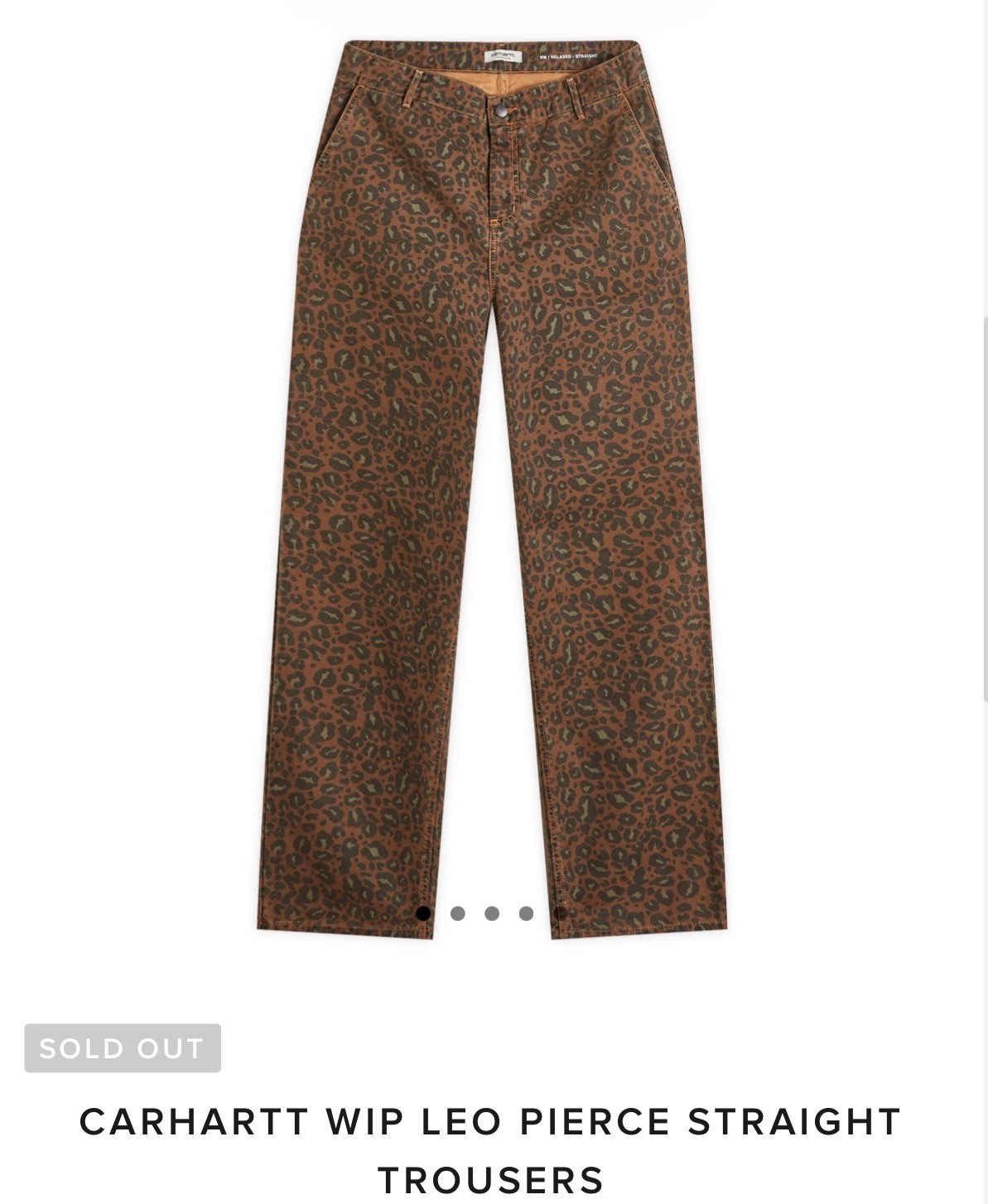 Carhartt WIP Pants Relaxed Straight Leopard Print Brown Canvas 28