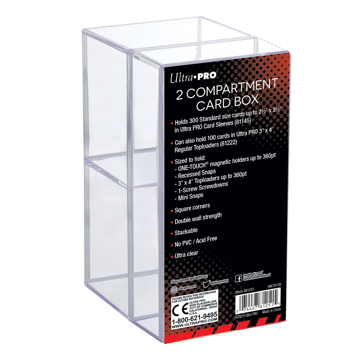 Ultra PRO Stackable 2Compartment Card Box One Touch Magnetic Card Protector