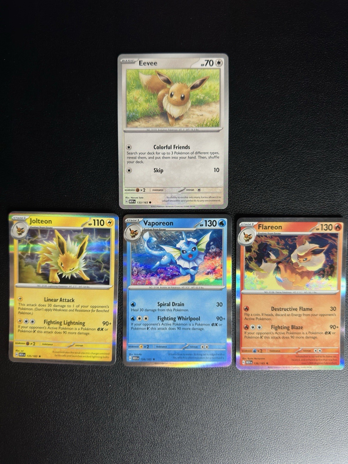 Pokemon 151 - 4 Card Eevee Set | Jolteon Flareon Vaporeon - Holo Rare Near Mint Pokemon 151 - 4 Card Eevee Set | Jolteon Flareon Vaporeon - Holo Rare Near Mint
