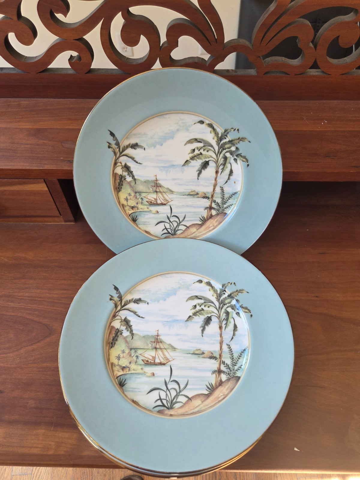 Lenox British Colonial Collection Plates, Lightly Used, Set of 4, Island Pattern