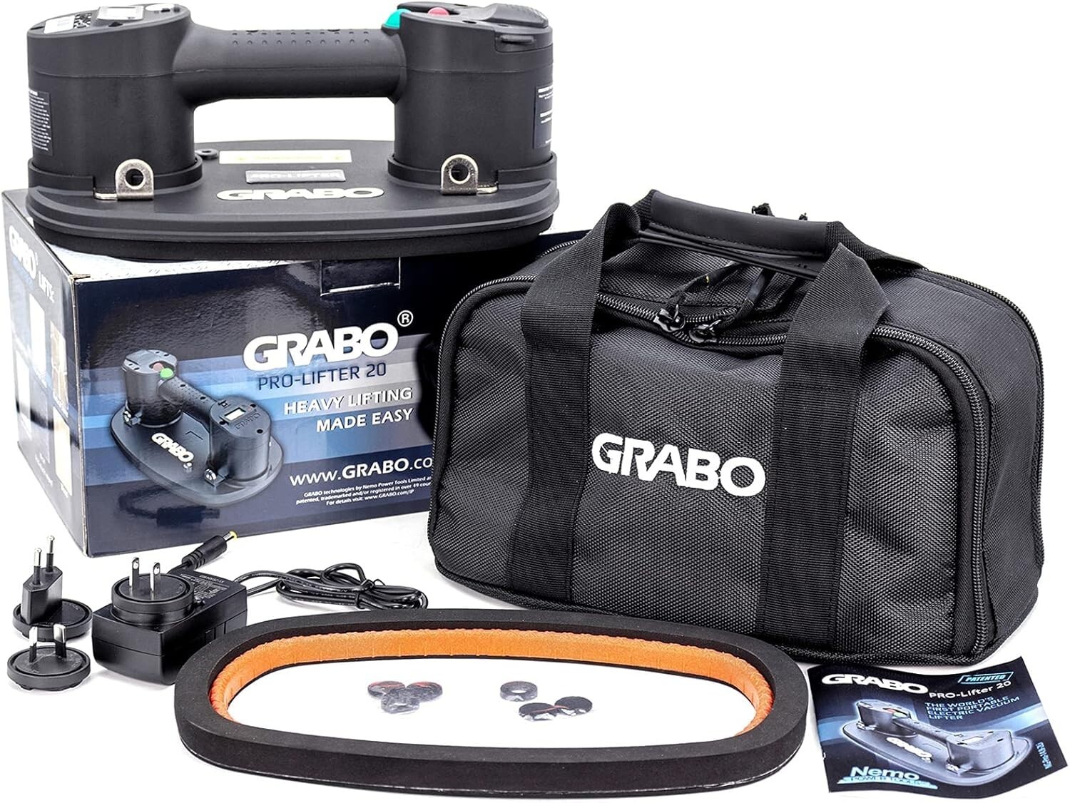 Grabo Pro Lifter 20: Electric Suction Cup with Digital Display, 375 lbs Capacity