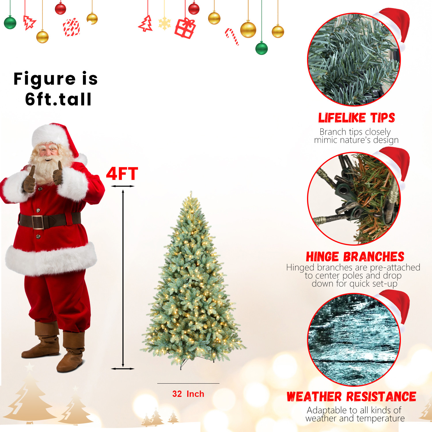 4-9FT Pre-Lit Artificial Christmas Tree with LED Lights Stand Xmas Holiday Green 4-9FT Pre-Lit Artificial Christmas Tree with LED Lights Stand Xmas Holiday Green