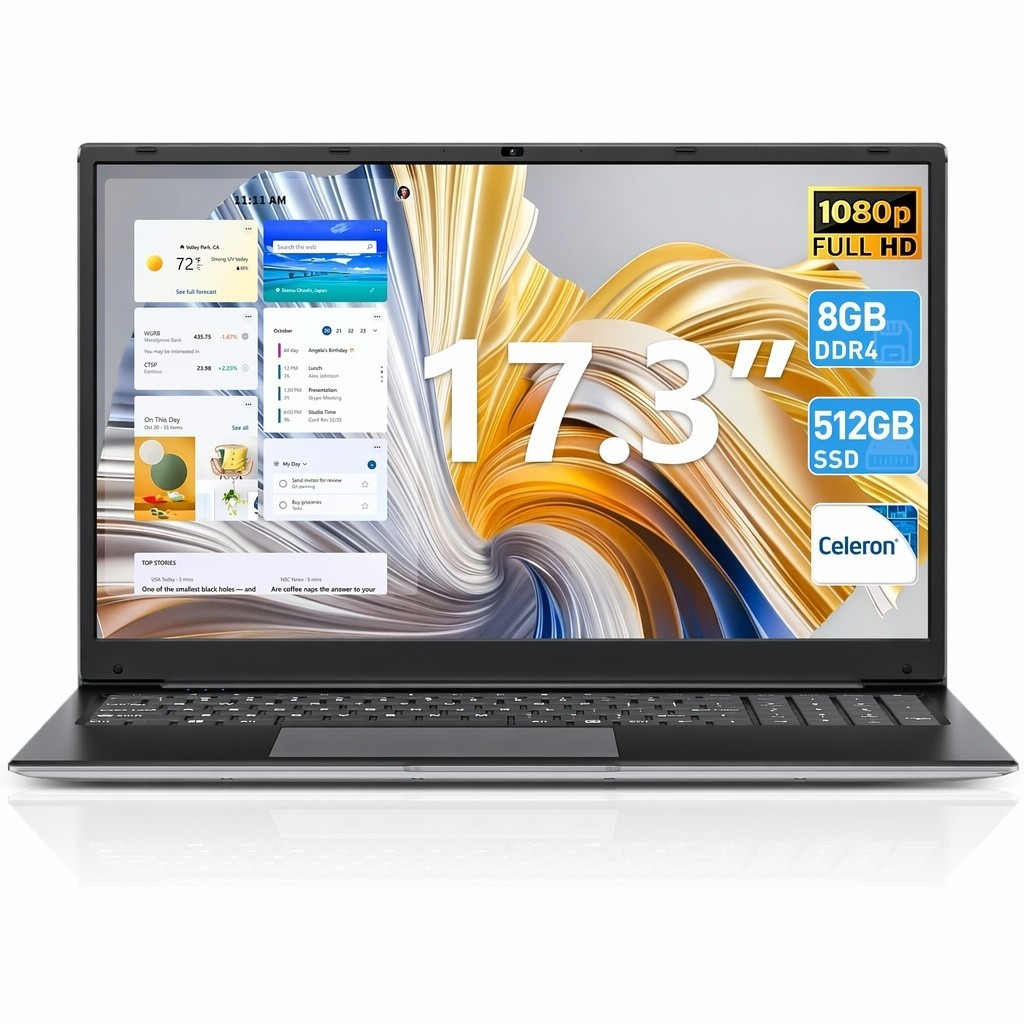 SGIN Laptop Windows 11 17.3 inch Intel N4020 8GB 512GB SSD 1920×1080 Full HD