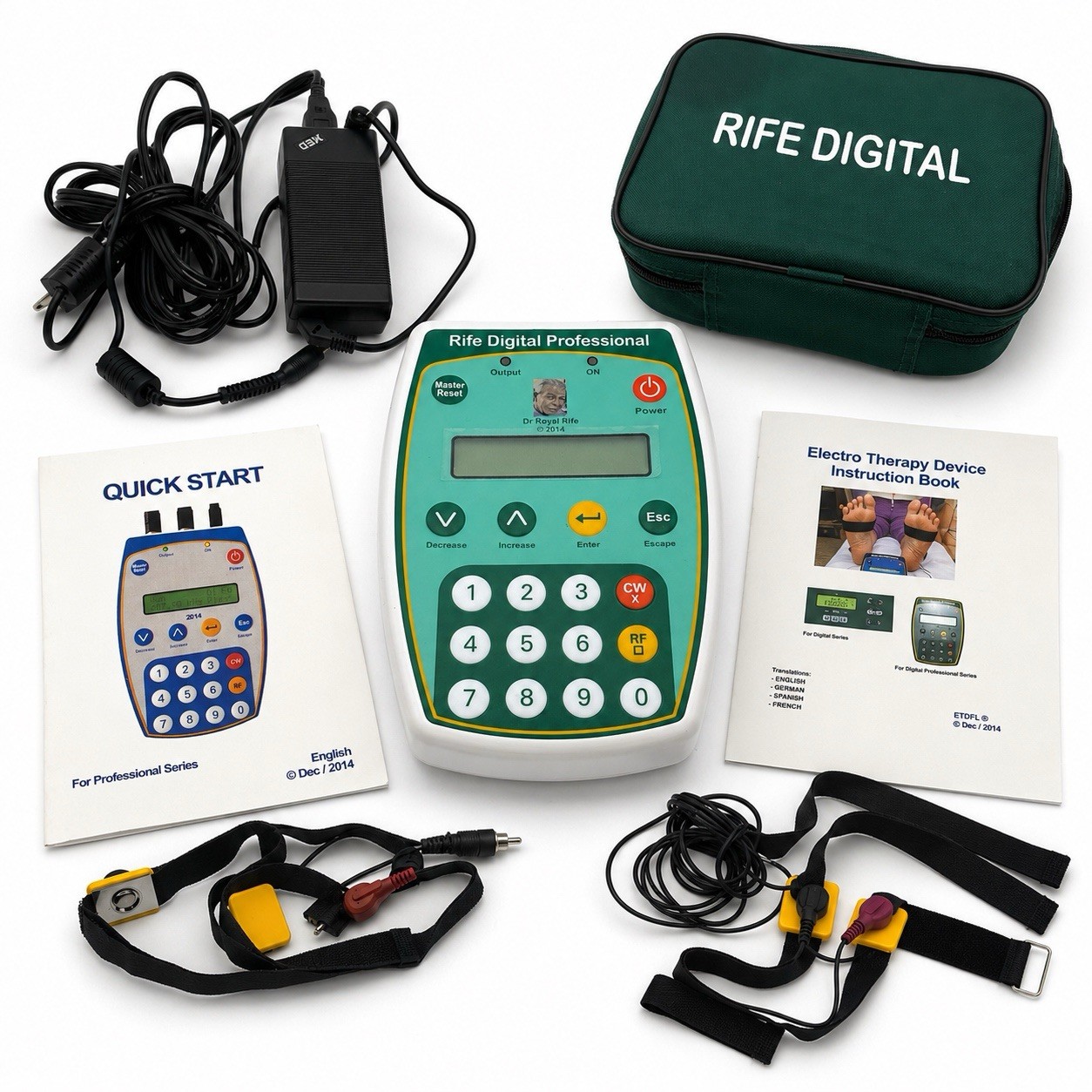 Rife Digital Professional Electro Therapy Device w/ Case Cords Manuals Tested Rife Digital Professional Electro Therapy Device w/ Case Cords Manuals Tested