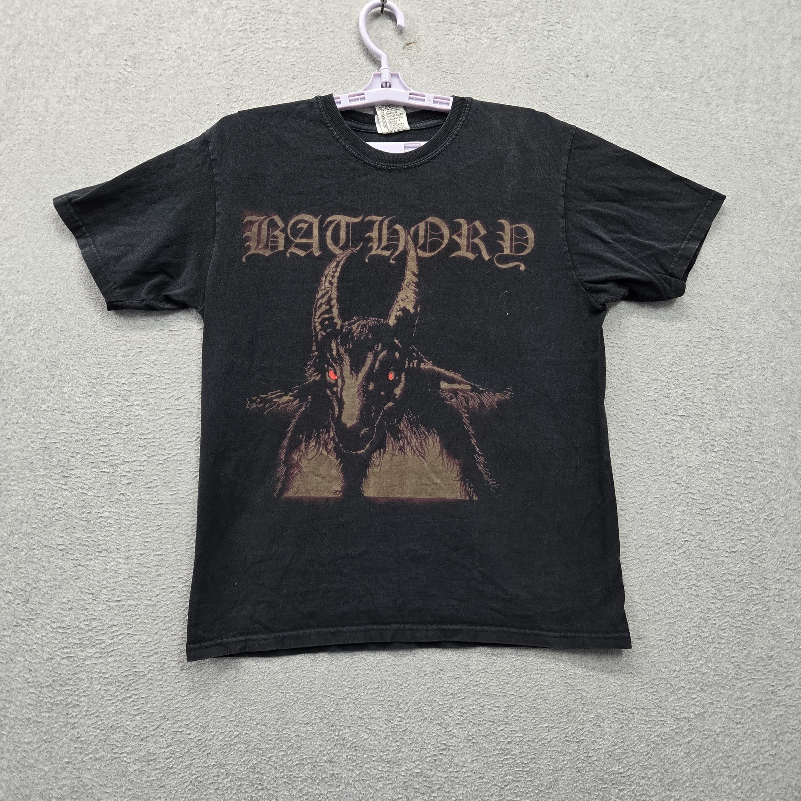 VINTAGE Bathory Men Shirt M Black Y2K Goat Album Cover Graphic Print Metal Band