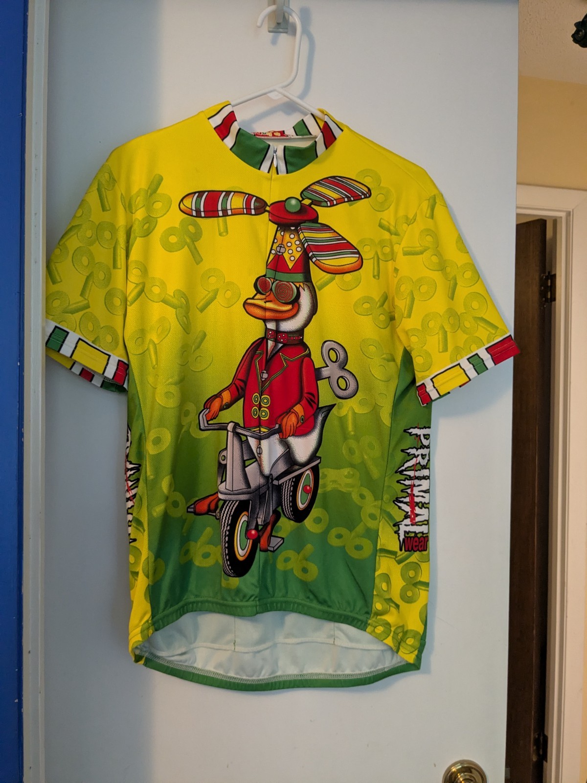 Vintage Primal Wear Quackd Up Cycling Jersey XL Toy Duck Propeller Scooter Bike