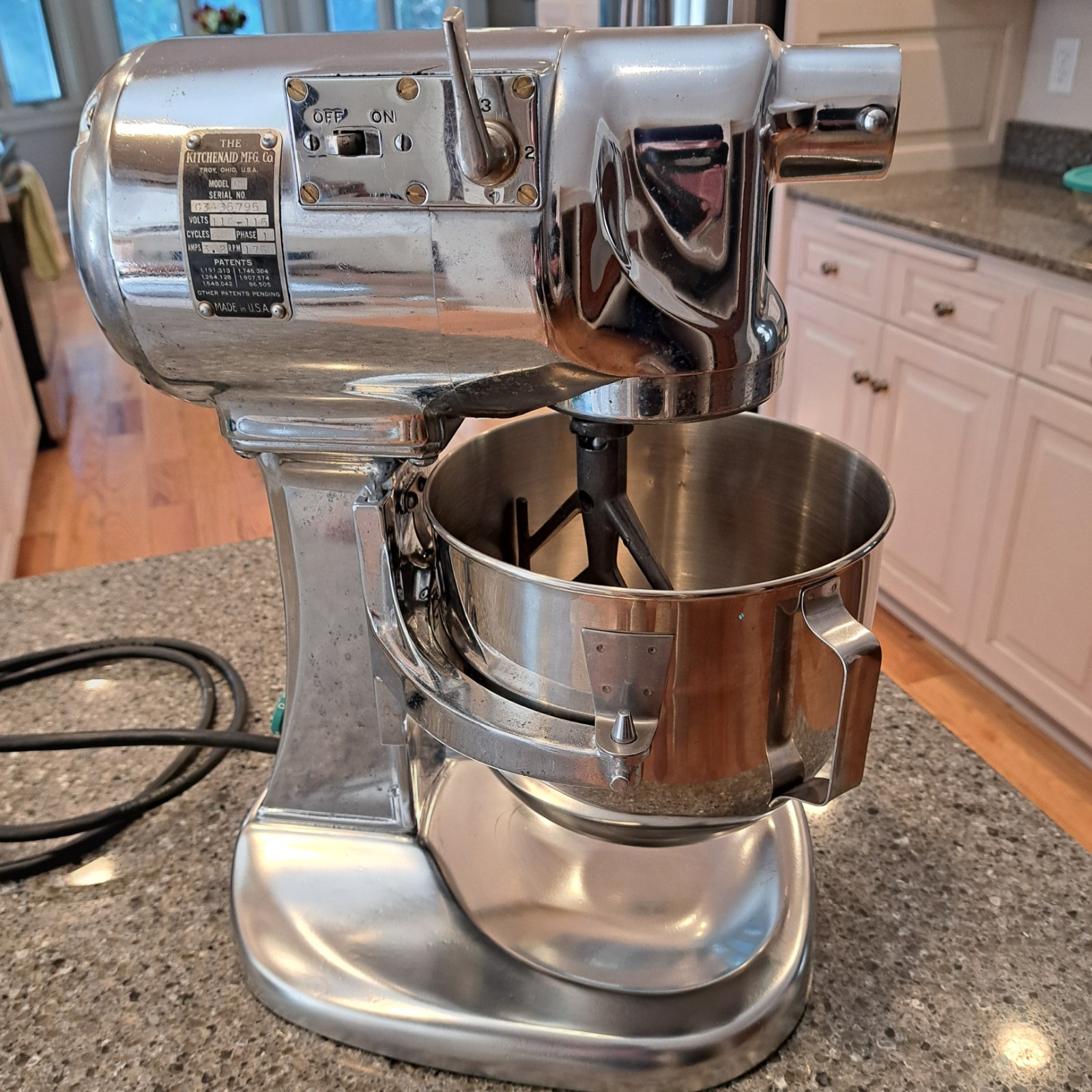 Vintage 1935 KitchenAid Model G Bowl-Lift Stand Mixer 5QT - Chrome