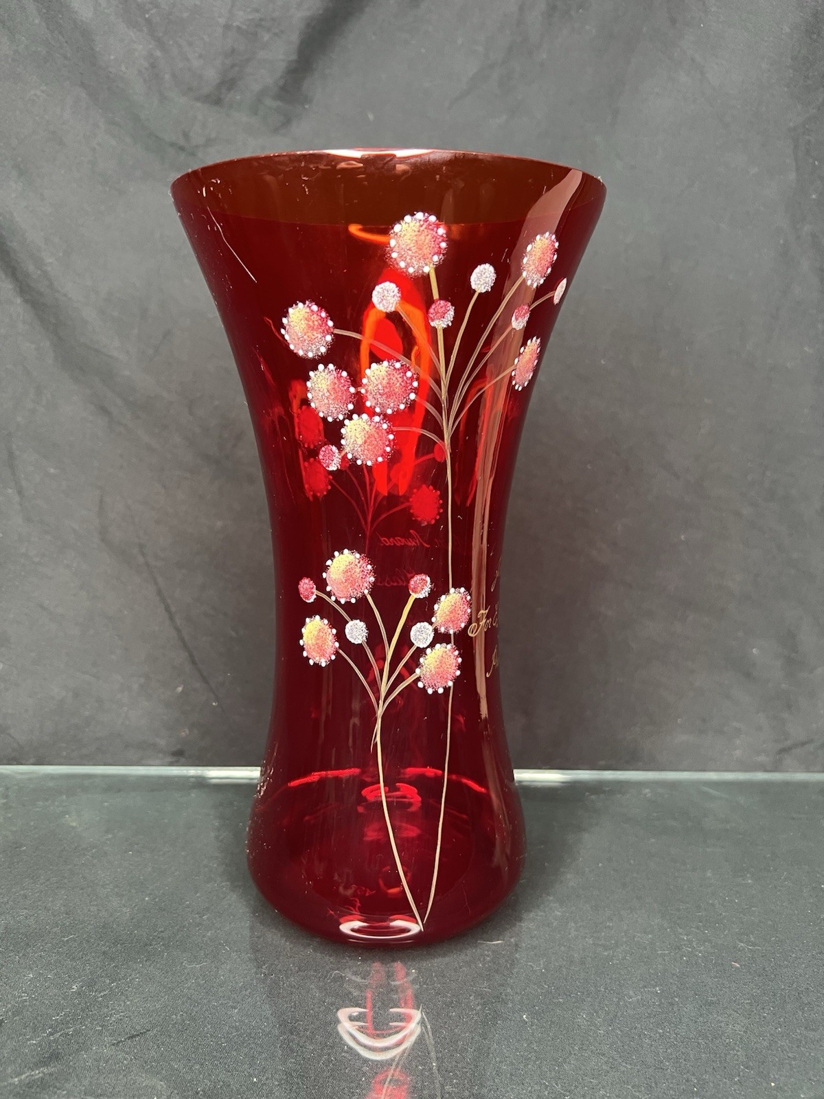 Signed #102/750- Custom Hand painted Fenton 2008 Amberina \