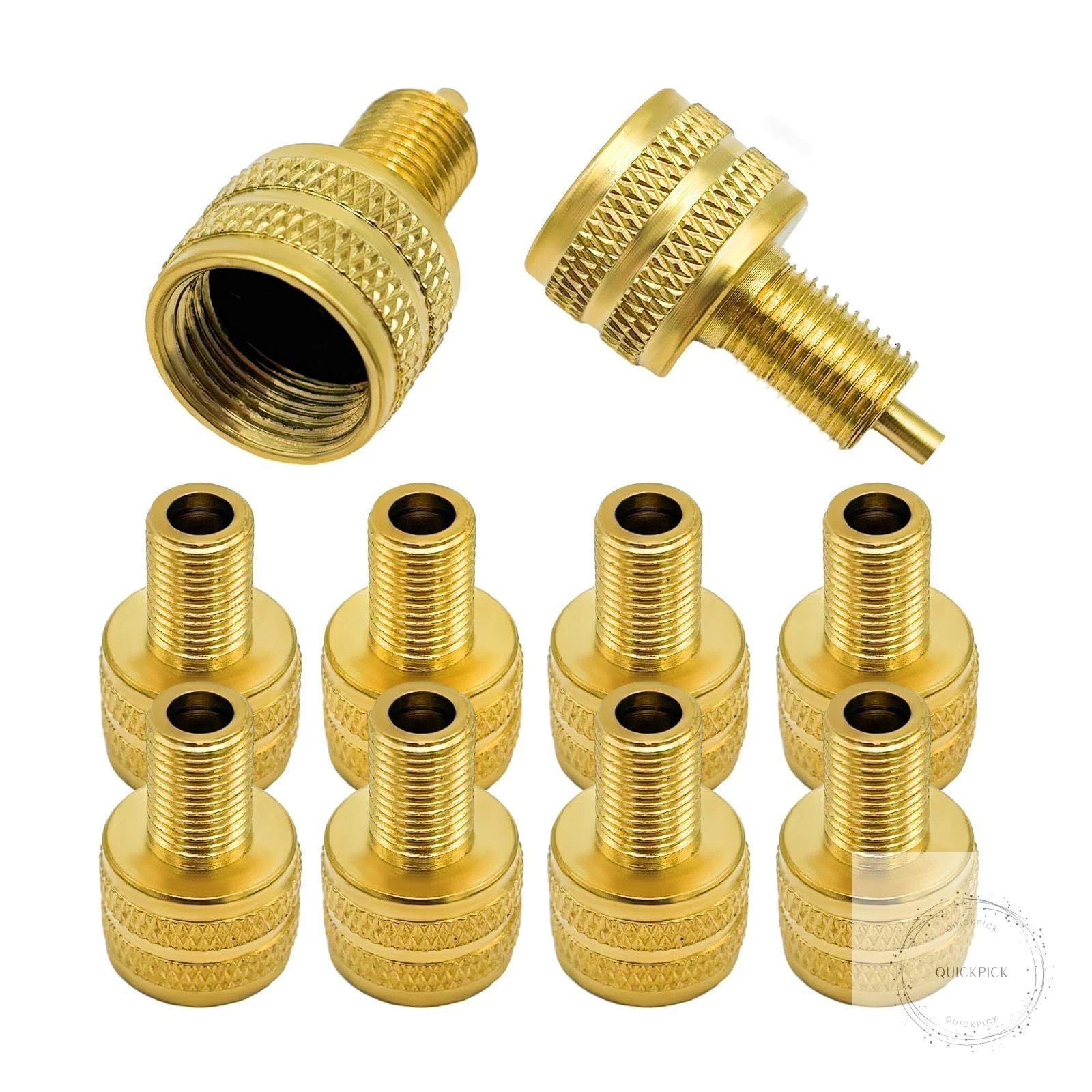10 PCS Large Bore Tire Valve Adapter, Brass Valve Stem Adapter, External Tire