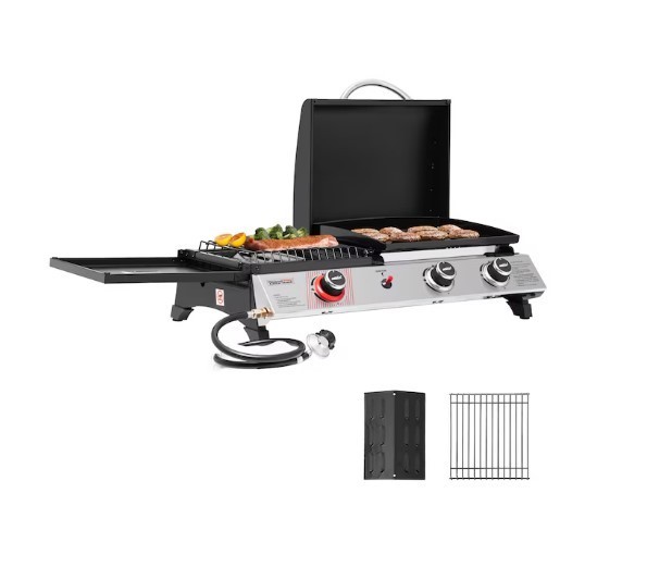 [BIG SALE] 3-in-1 Portable Propane Grill Griddle Combo 364 Sq In 3 Burner Grill