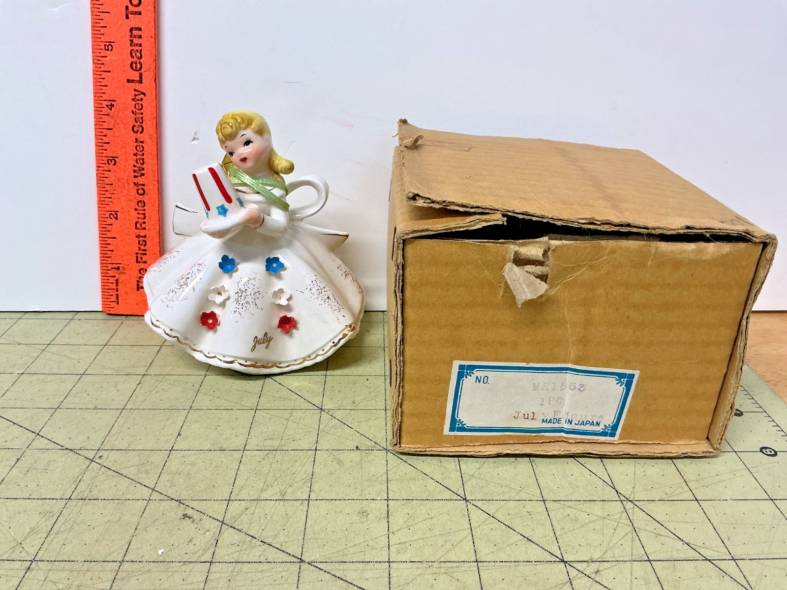 Vintage Leftons July Birthday Girl figurine Japan 1953 Stars & Stripes with box Vintage Leftons July Birthday Girl figurine Japan 1953 Stars & Stripes with box