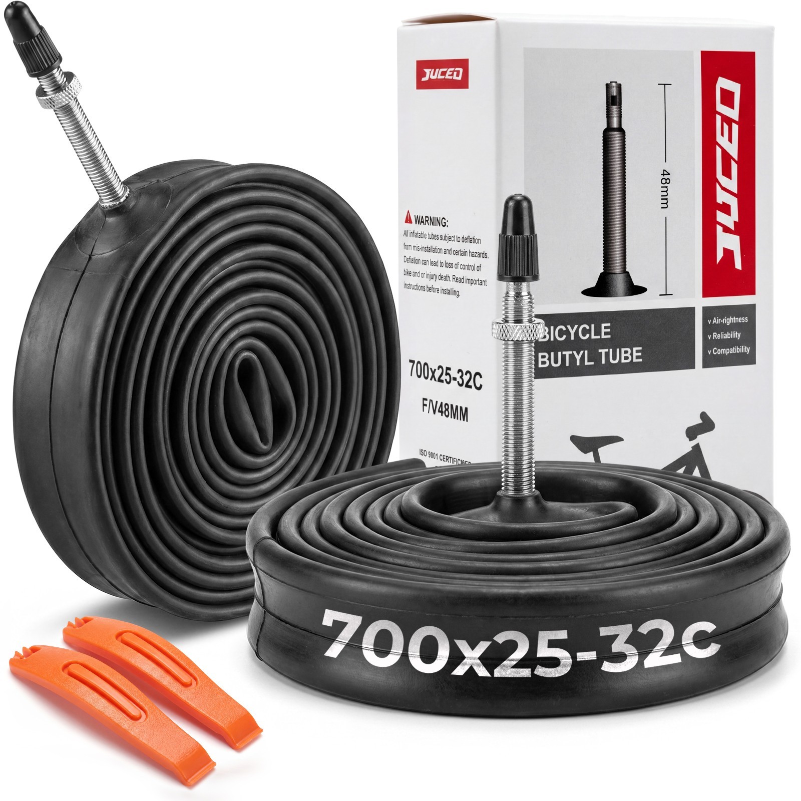 2PCS Bike Inner Tube for 700x25/32C 28 inch Butyl Rubber Tubes for Road Bikes