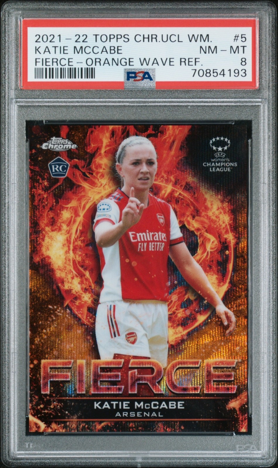Katie McCabe 2021-22 Topps UCL Womens Soccer Fierce Orange Wave Refractor /25 RC