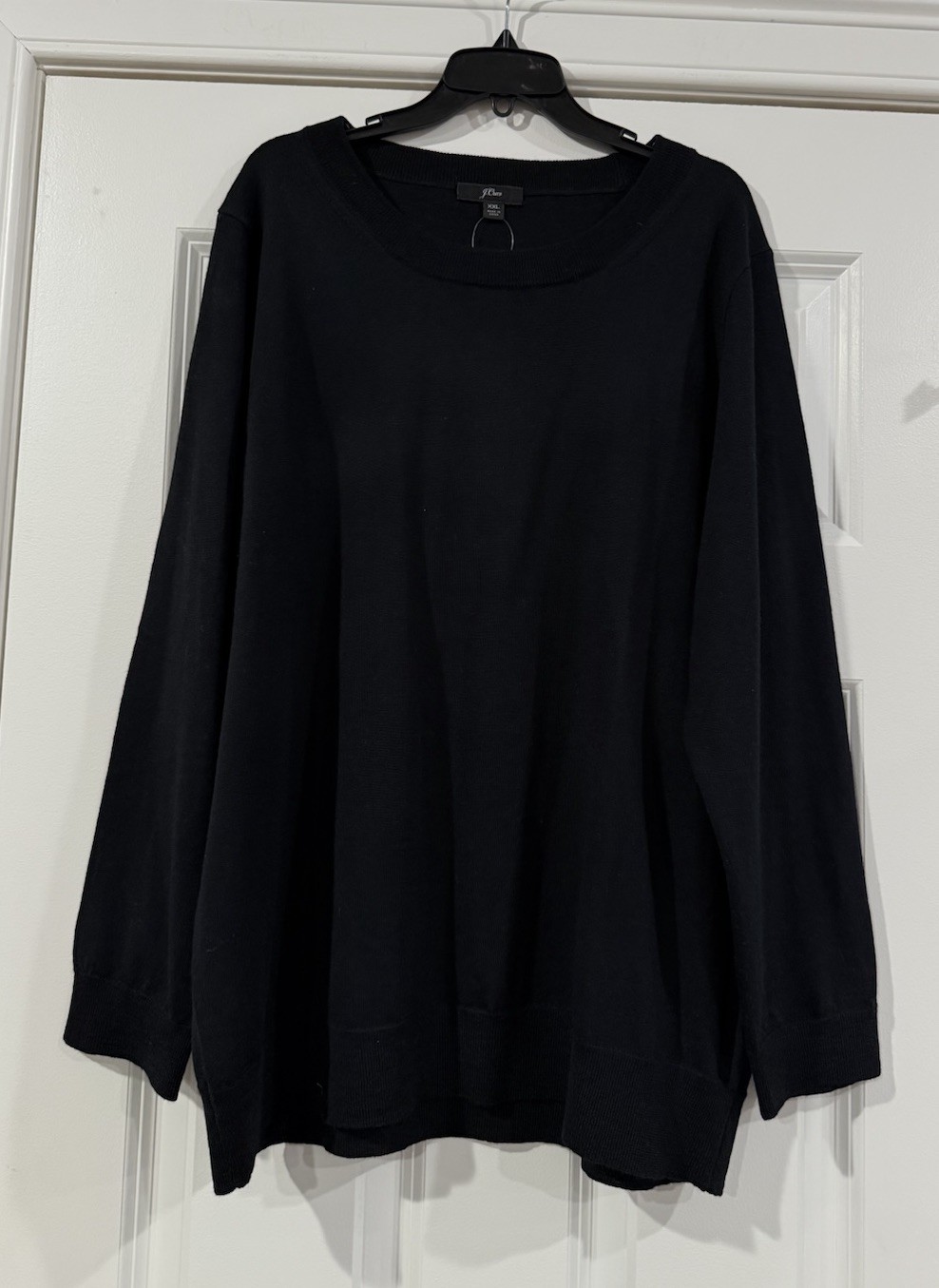 J.Crew women’s black knit sweater, relaxed fit, long sleeves, XXL