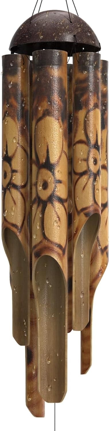 Rustic Bamboo Wind Chime - Outdoor Wooden Wind Chime, Large