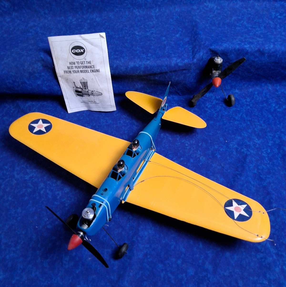 Vintage Cox Pt-19 .049 Control Line Stunt Model Airplane with Extra Motor