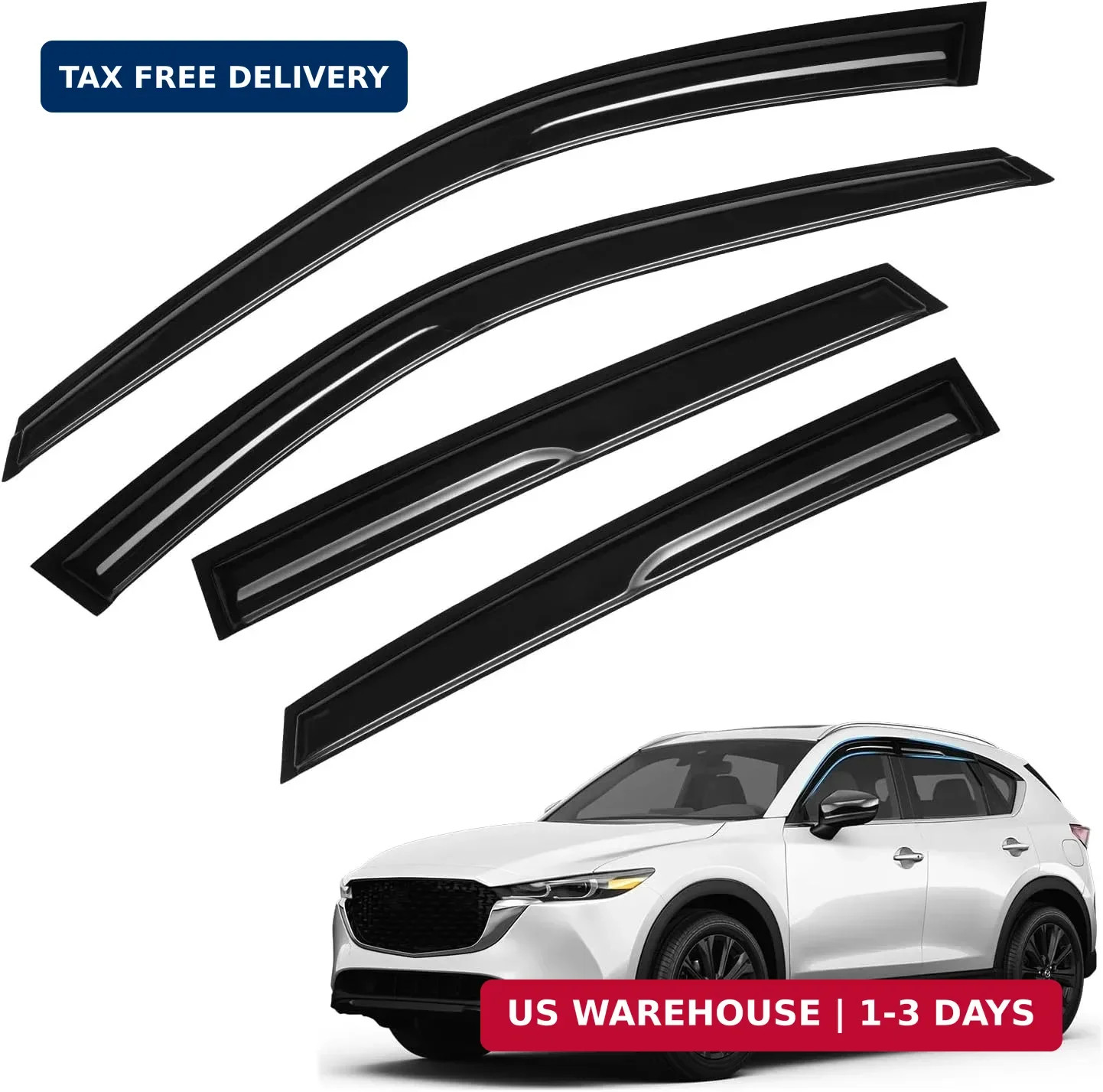 CX-5 Rain Guards - Window Visors for Mazda CX5 2017-2025 2026, Out-Channel Side