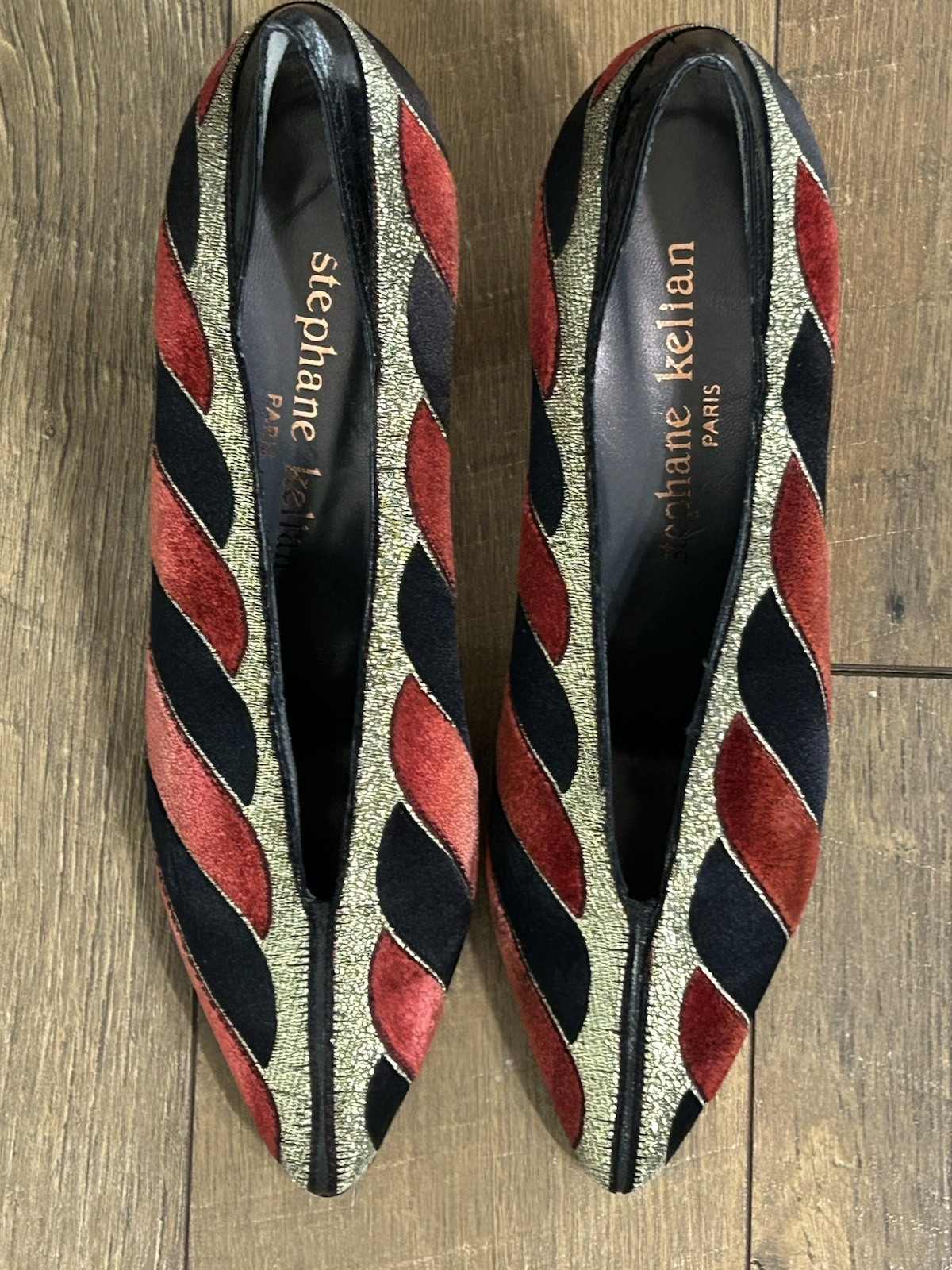 Vintage Stephane Kelian Paris 80\'s French Velvet Pumps 7 Made in France WOW