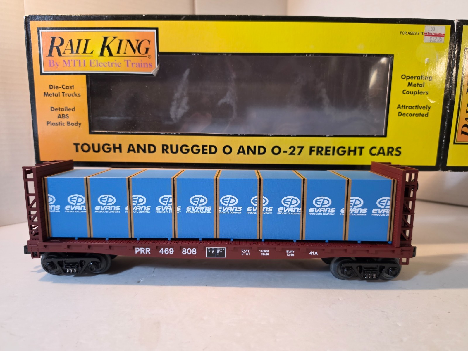 MTH Rail King 30-7007A Pennsylvania Flat w/ Evans Bulkheads PRR 469808 New