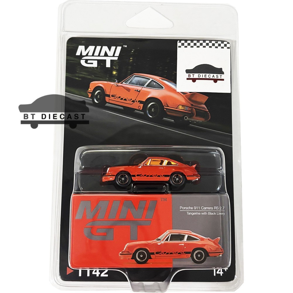MINI GT PORSCHE 911 CARRERA RS 2.7 1/64 TANGERINE w/ BLACK LIVERY MGT01142 Chase