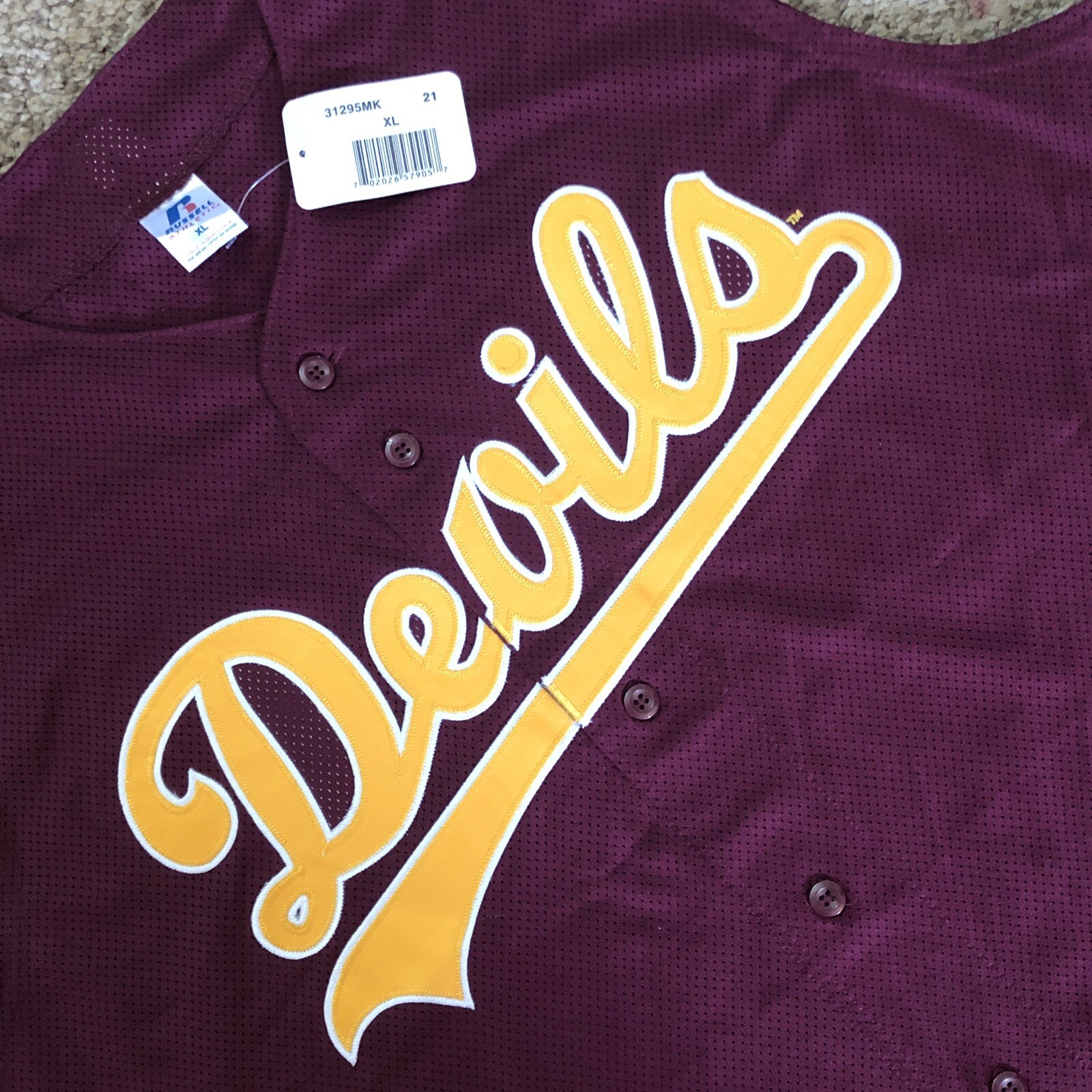 NWT Russell Arizona State Sun Devils ASU Sleeveless Baseball Jersey Men\'s XL New NWT Russell Arizona State Sun Devils ASU Sleeveless Baseball Jersey Men\'s XL New
