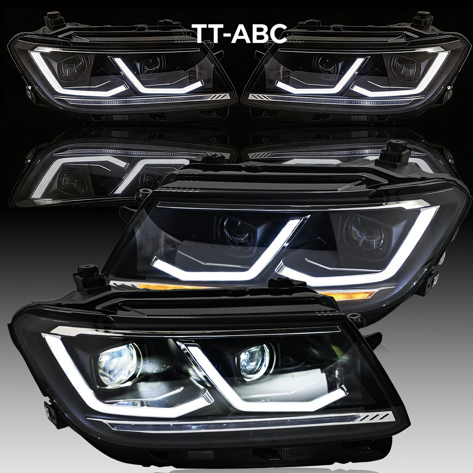 Pair For 2018-2021 VW Tiguan FULL LED Sequential Headlights Assembly Fit halogen Pair For 2018-2021 VW Tiguan FULL LED Sequential Headlights Assembly Fit halogen