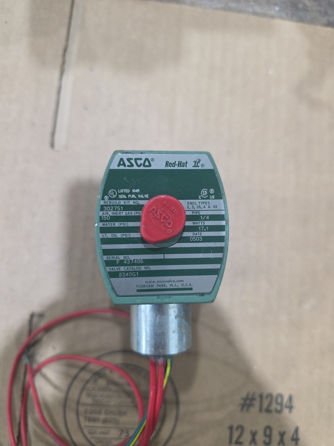 ASCO RED HAT 8340G1, PROPORTIONAL VALVE ASCO RED HAT 8340G1, PROPORTIONAL VALVE