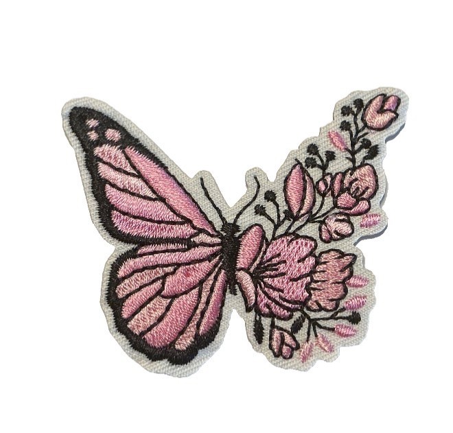 BEAUTIFUL PINK BUTTERFLY - Embroidered Iron-On/Sew-On Patch BEAUTIFUL PINK BUTTERFLY - Embroidered Iron-On/Sew-On Patch