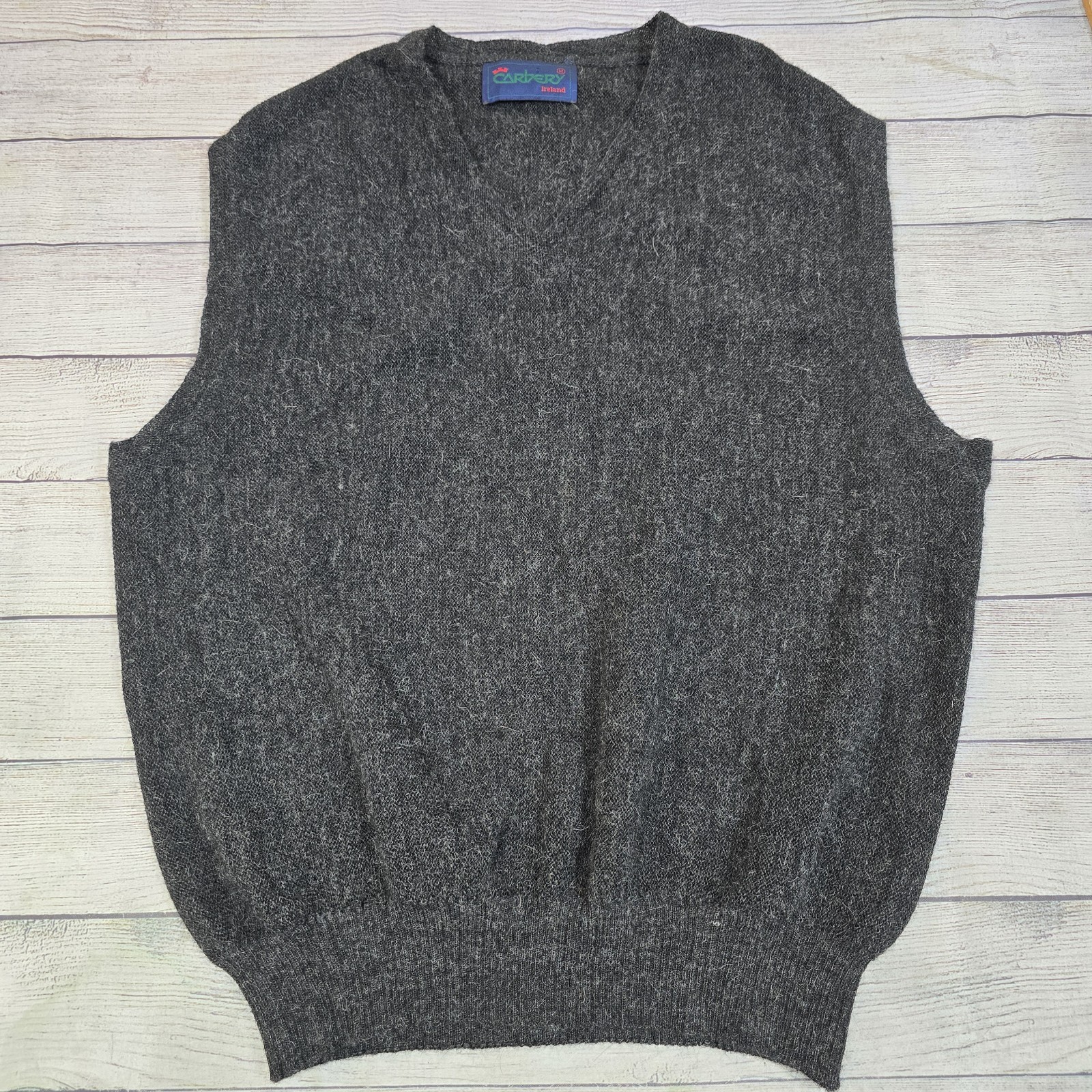 Vintage Carbery Ireland Alpaca Sweater Gray Knit Vest Made in Ireland Men\'s XL
