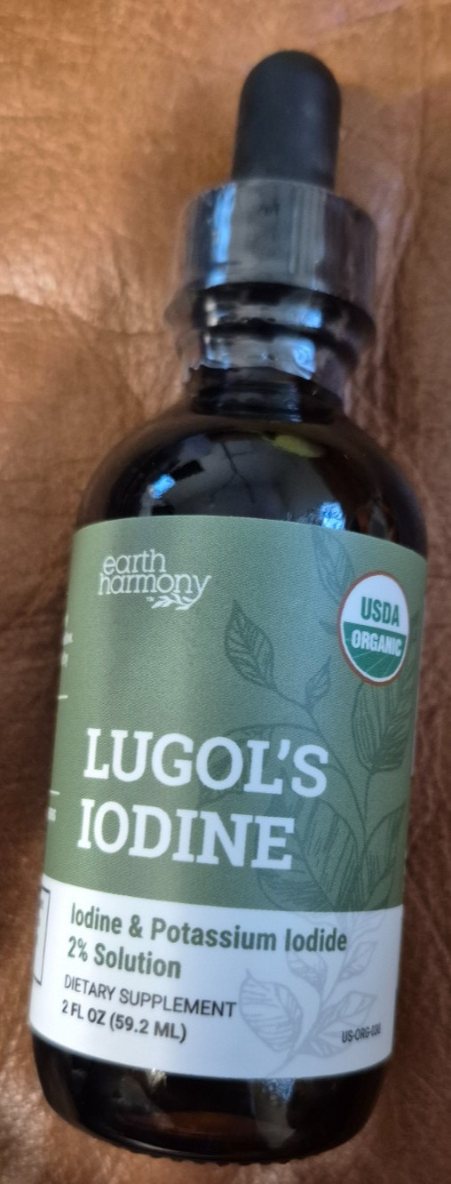 Organic Lugol\'s Iodine Liquid Drops Supplement - 2% Thyroid Non-GMO 2 Oz
