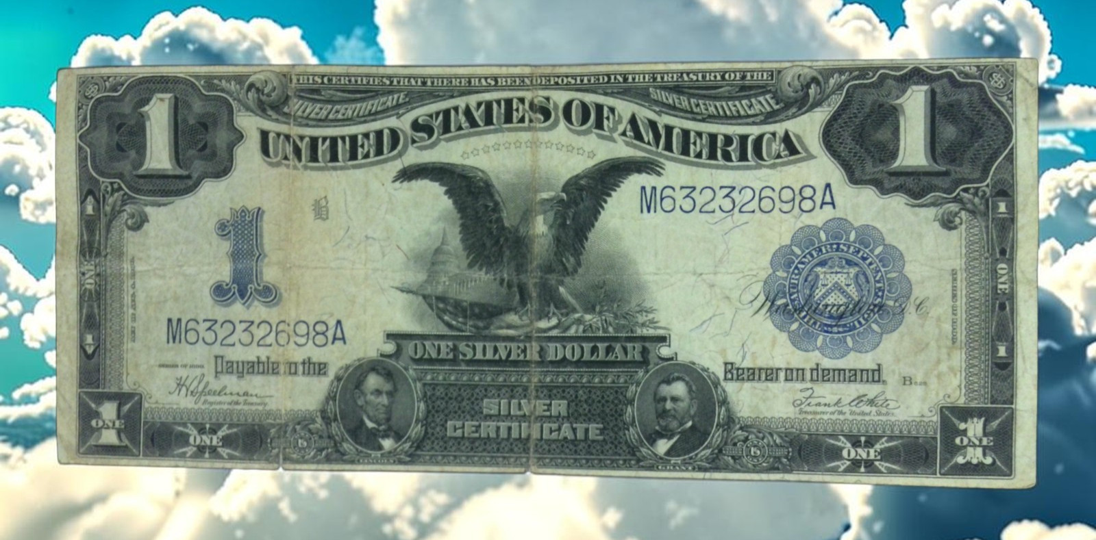 1899 $1 Black Eagle Silver Certificate Large Note Speelman White M63232698A