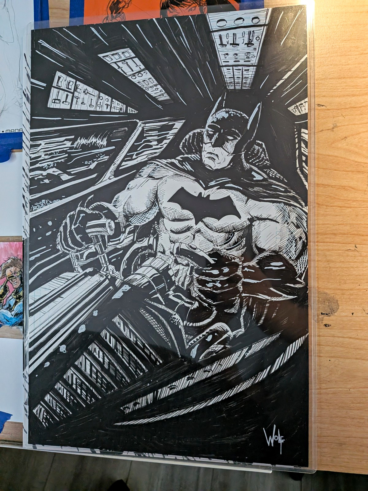 Batman Black & White Original 11x17 by Wolf