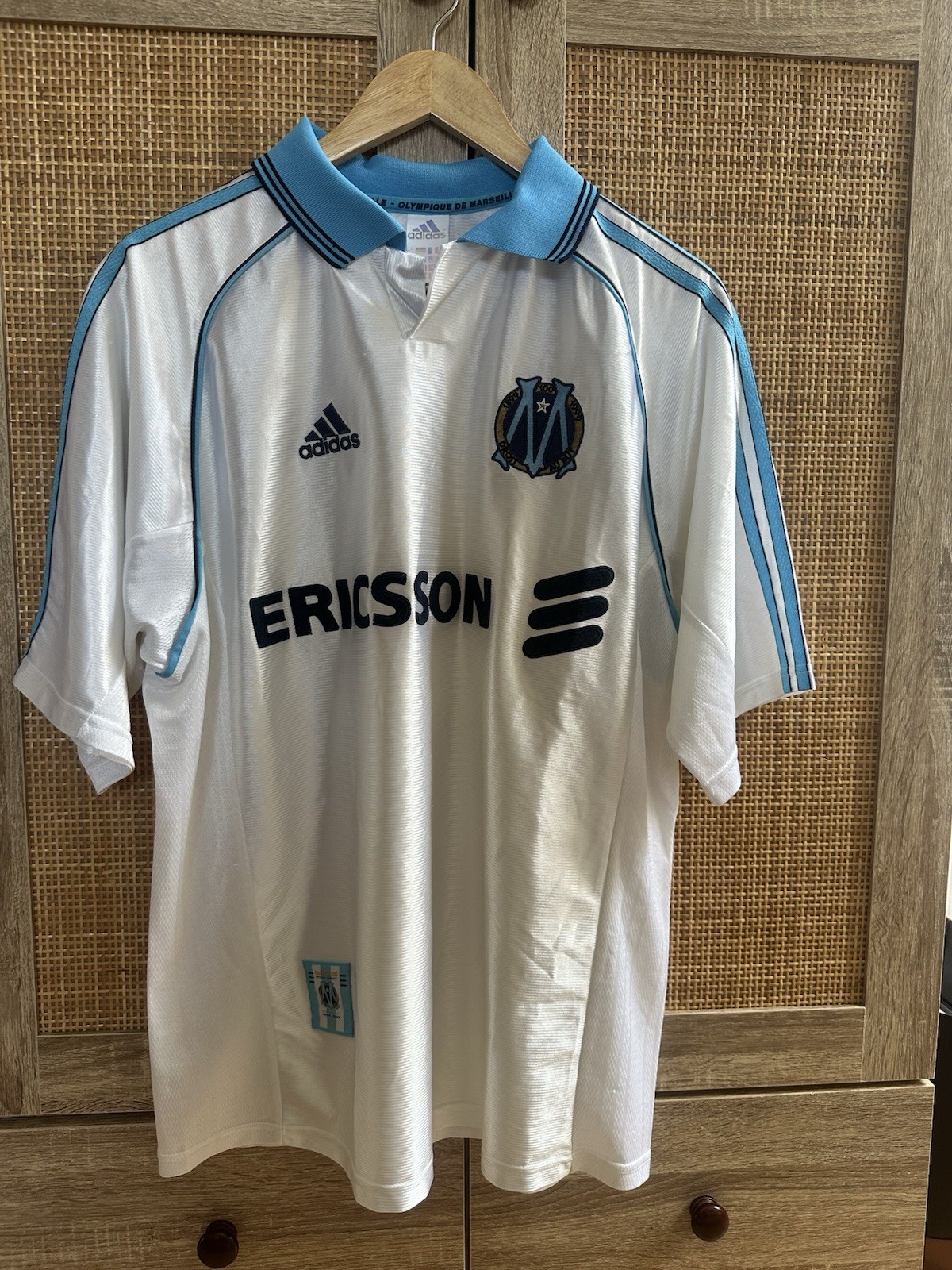 Olympique de Marseille France 1998 Adidas Men’s Home Jersey Size large