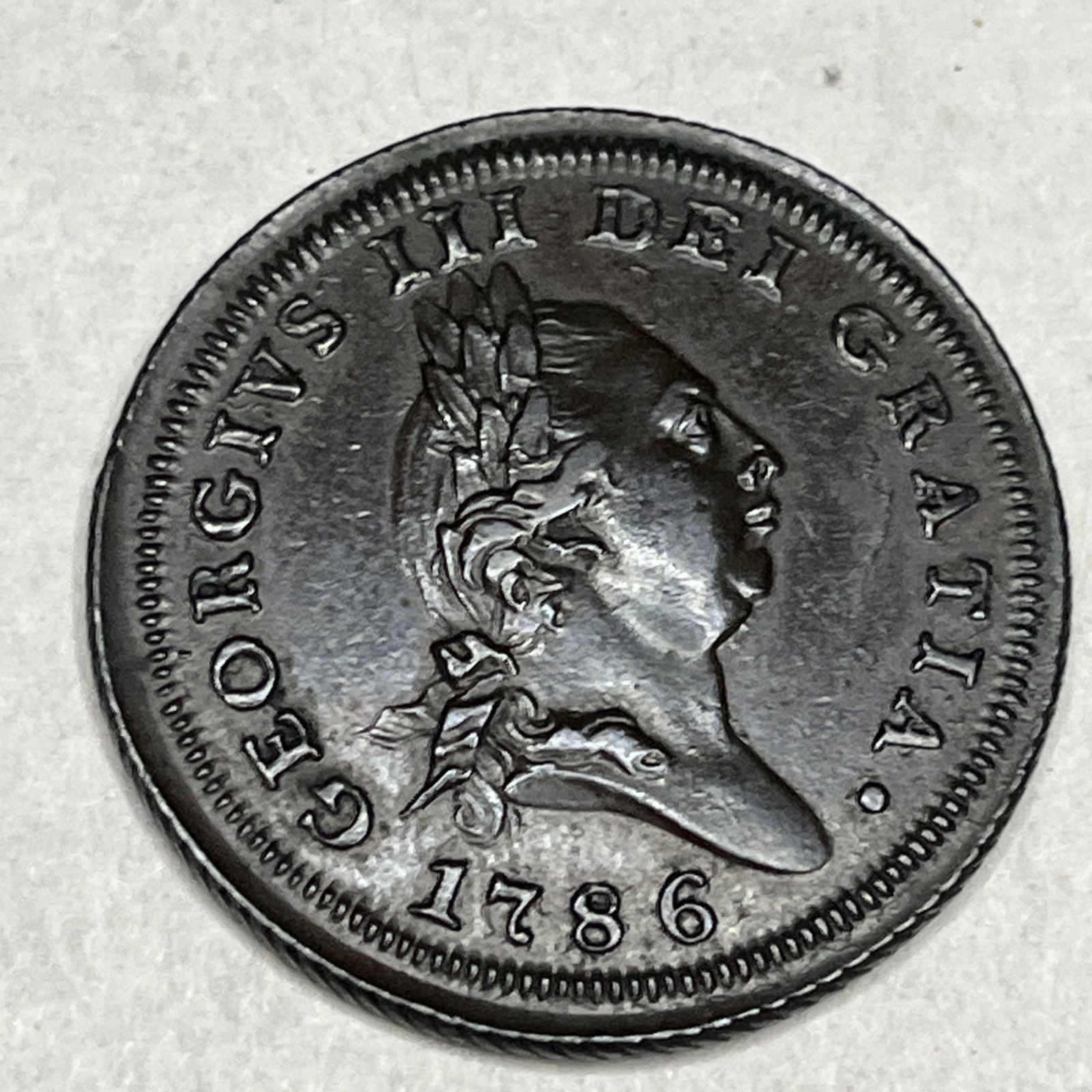 1786 Isle of Man Penny George III Triskelion Copper KM9 S7413