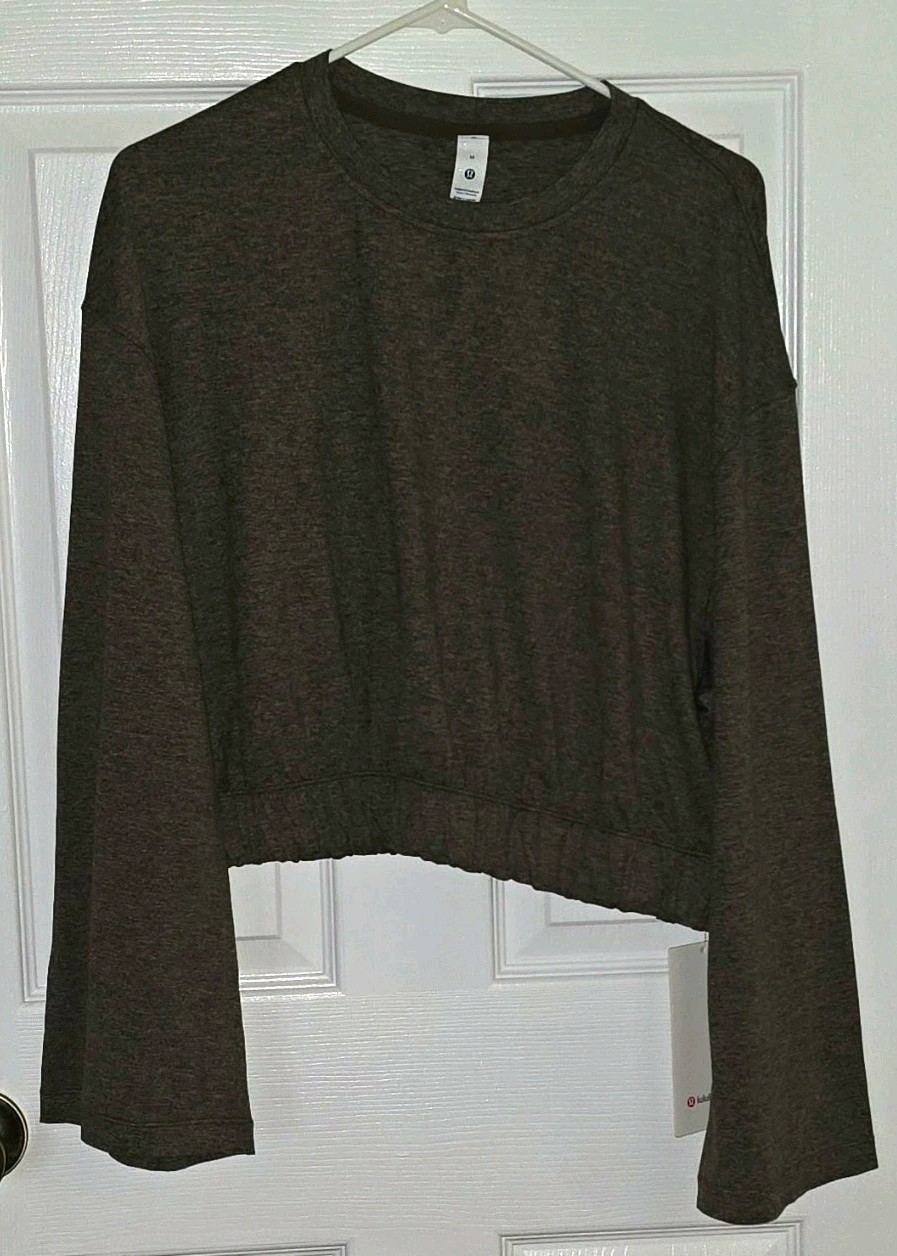 lululemon Women\'s Soft Jersey Relaxed Cropped Crew Neck Pullover Expresso M