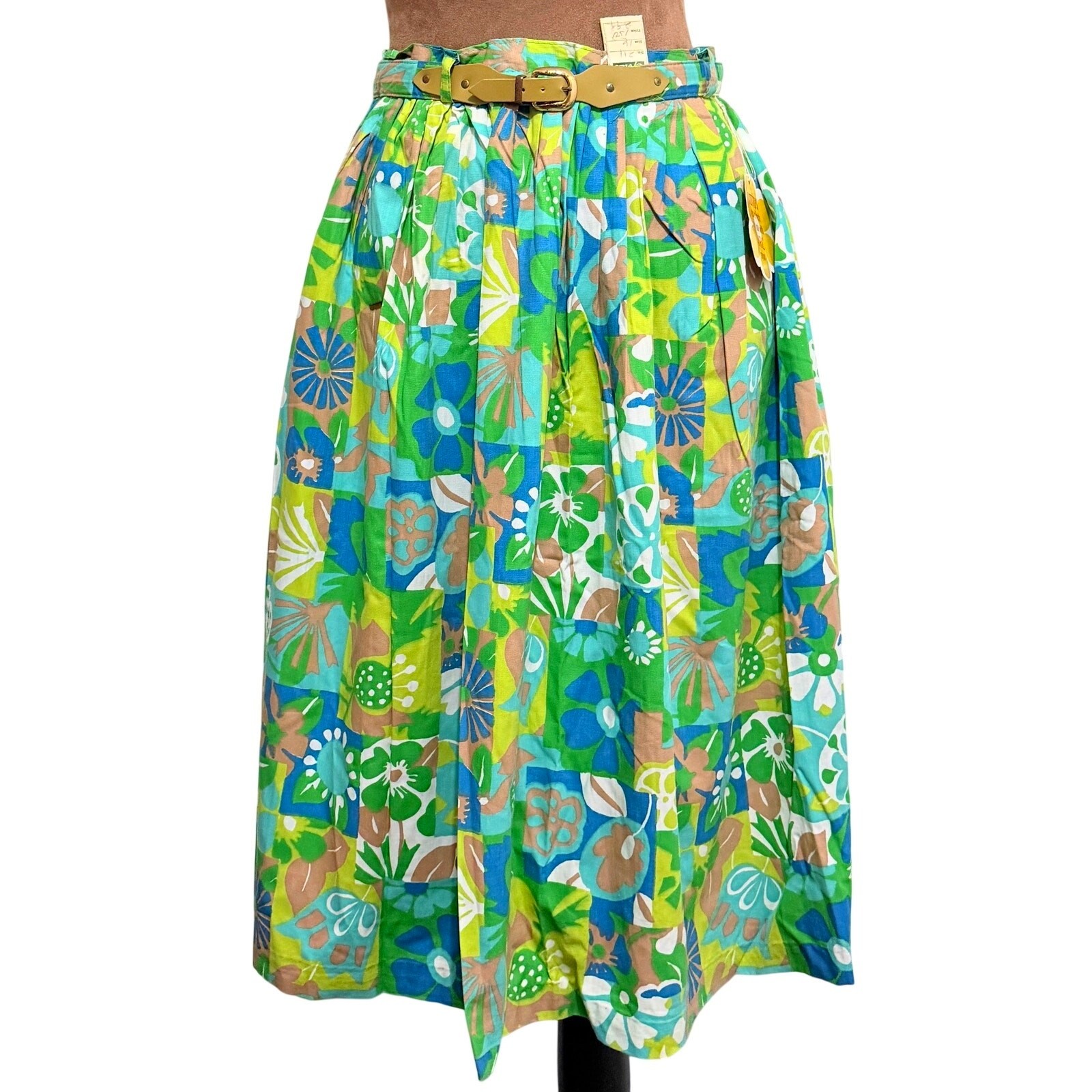 VTG 60s Deadstock A-line Midi Skirt w Belt (29\
