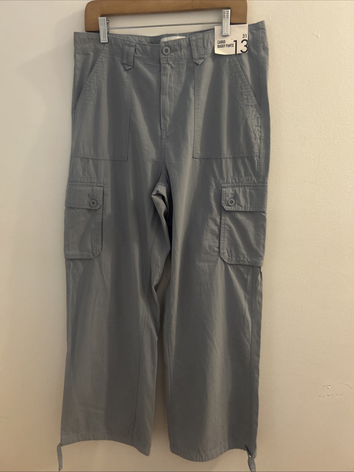 S.O.N.G. High Rise Cargo Baggy Pants Y2K Womens 13/31 Cotton Pale Green NWT S.O.N.G. High Rise Cargo Baggy Pants Y2K Womens 13/31 Cotton Pale Green NWT