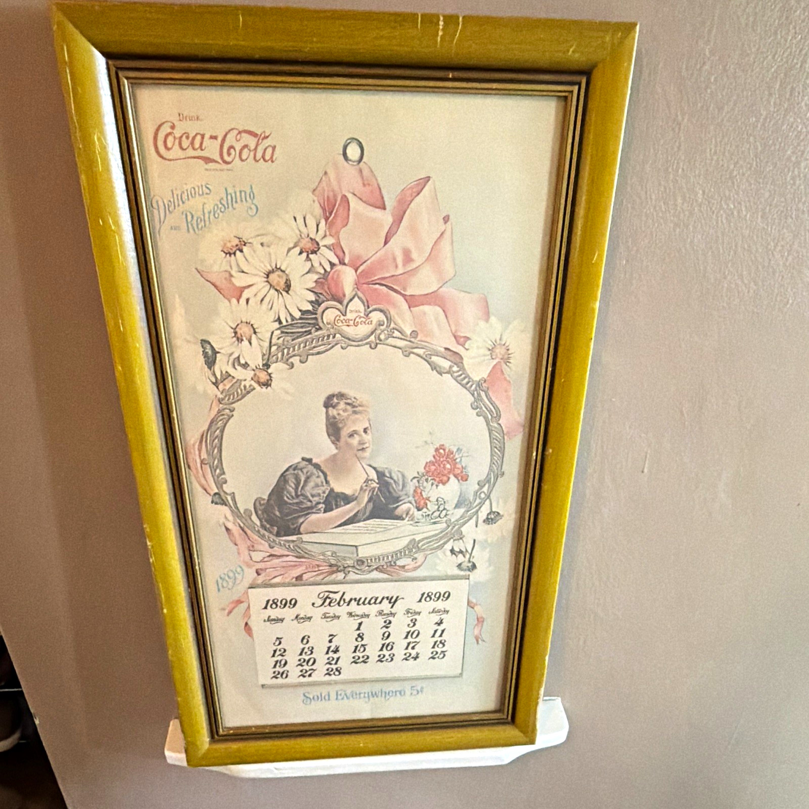 Coca-Cola Framed Calendar Print February 1899 Coca-Cola Framed Calendar Print February 1899