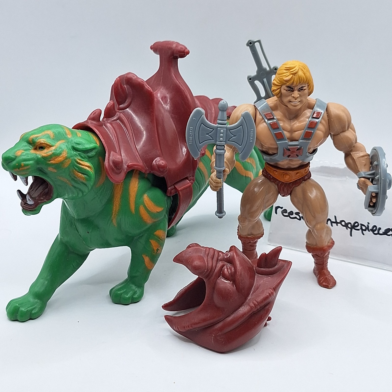 Vtg HE-MAN & BATTLE CAT Motu Masters Of The Universe Original Action Figure N-20