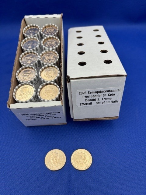 10 ROLL BOX - DONALD J TRUMP 2026 DOLLAR COIN  - 