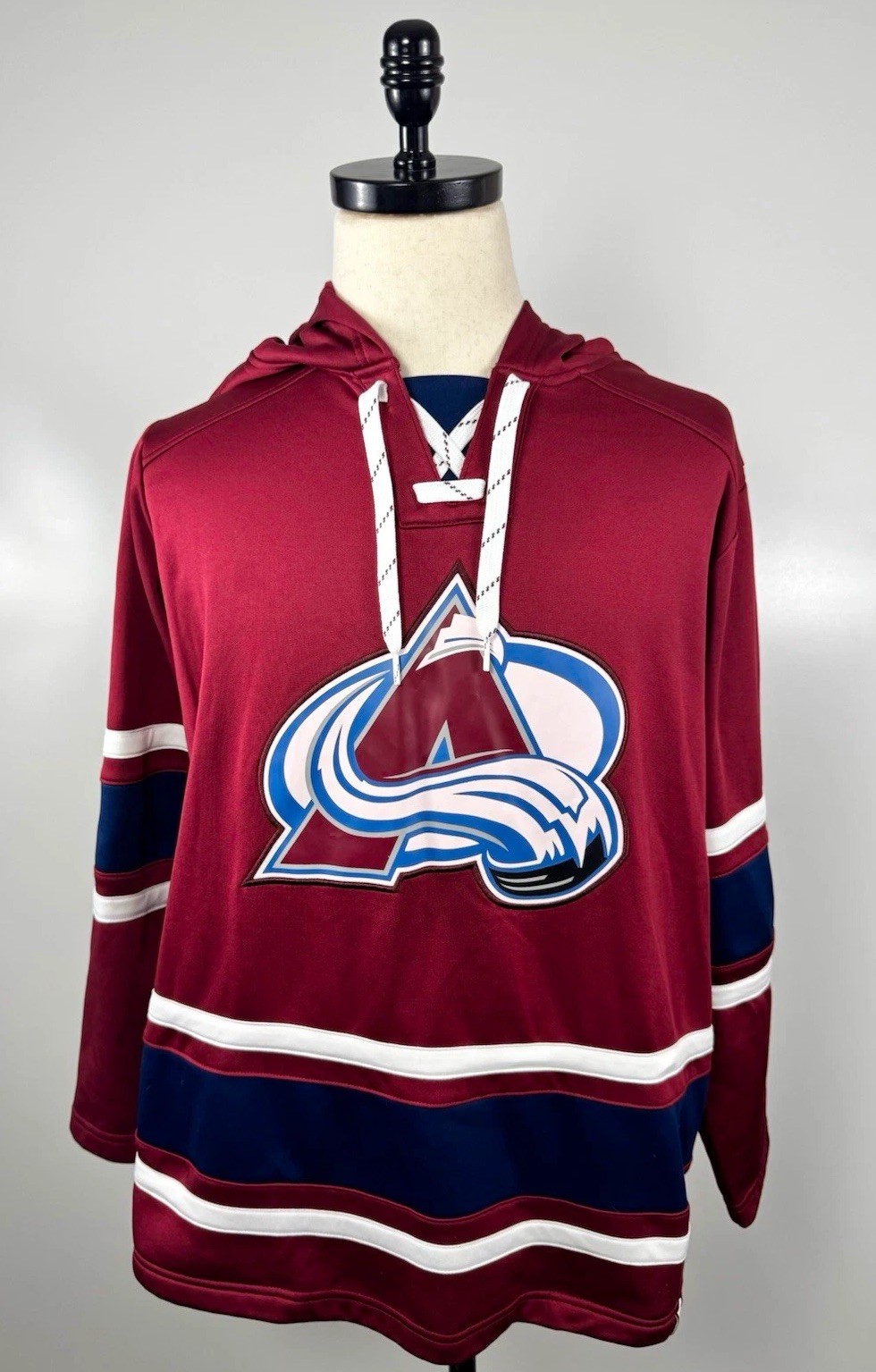 Fanatics Colorado Avalanche NHL Burgundy/Blue/White Lace-Up Hoodie Men's L/G