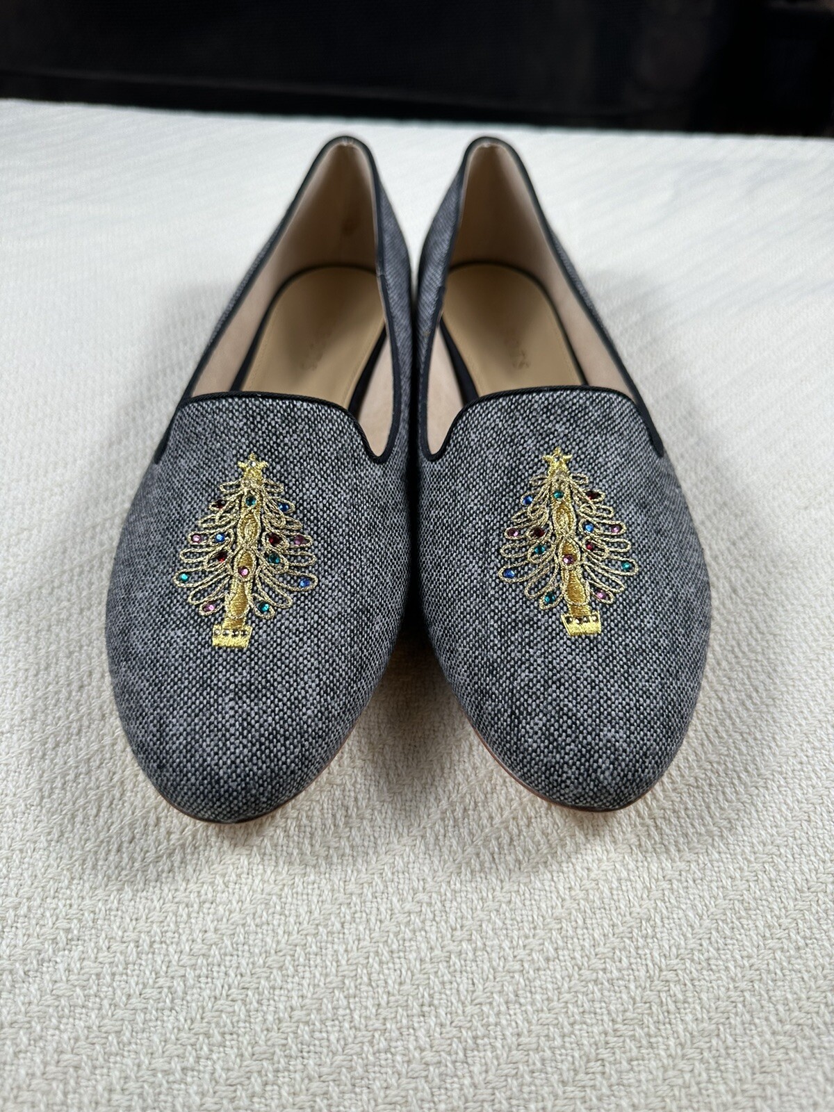 Talbots Ryan Loafers Womens 9.5W greyTweed Holiday Tree Christmas Colorful Talbots Ryan Loafers Womens 9.5W greyTweed Holiday Tree Christmas Colorful