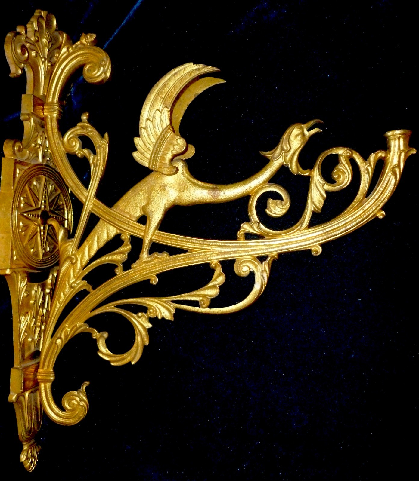Pair of Antique French Gilded Brass Dragon Chimera Sphinx Architectural Brackets