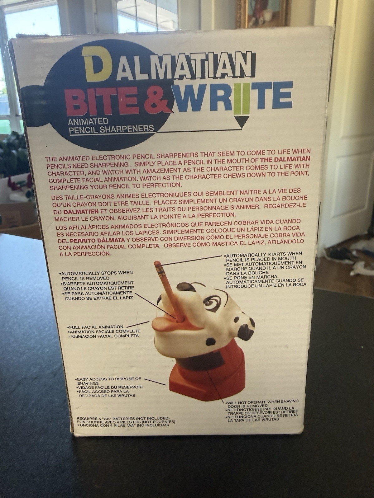 Vintage Dalmatian Bite & Write Battery Operated Animated Pencil Sharpener W/ BOX