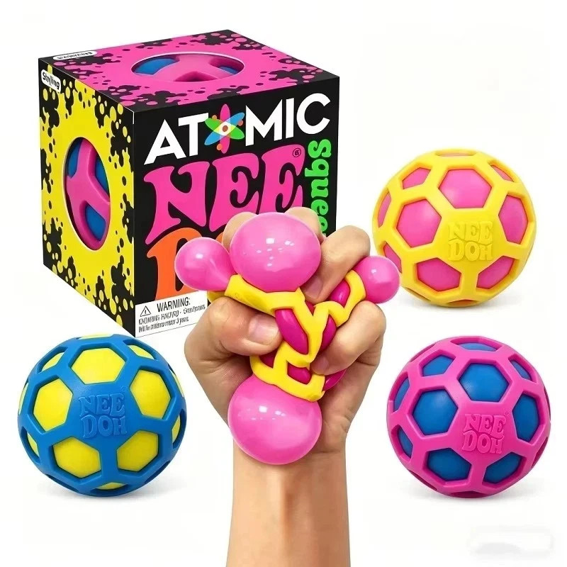 NeeDoh Atomic Squishy Stress Relief Ball Fidget Toy Sensory Pink Box Gift