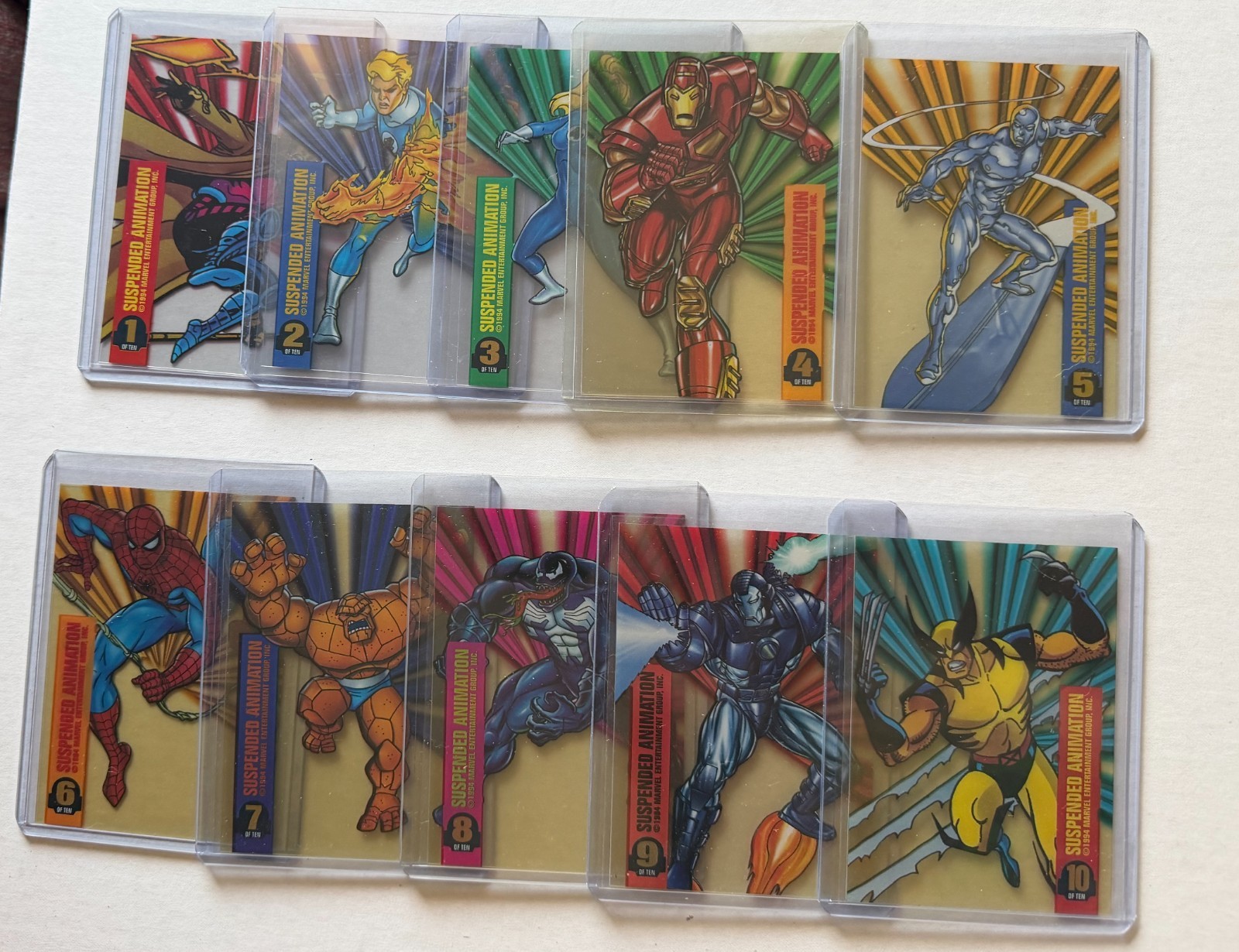 1994 Marvel Universe Suspended Animation 10 Card Set Spiderman Wolverine Venom +