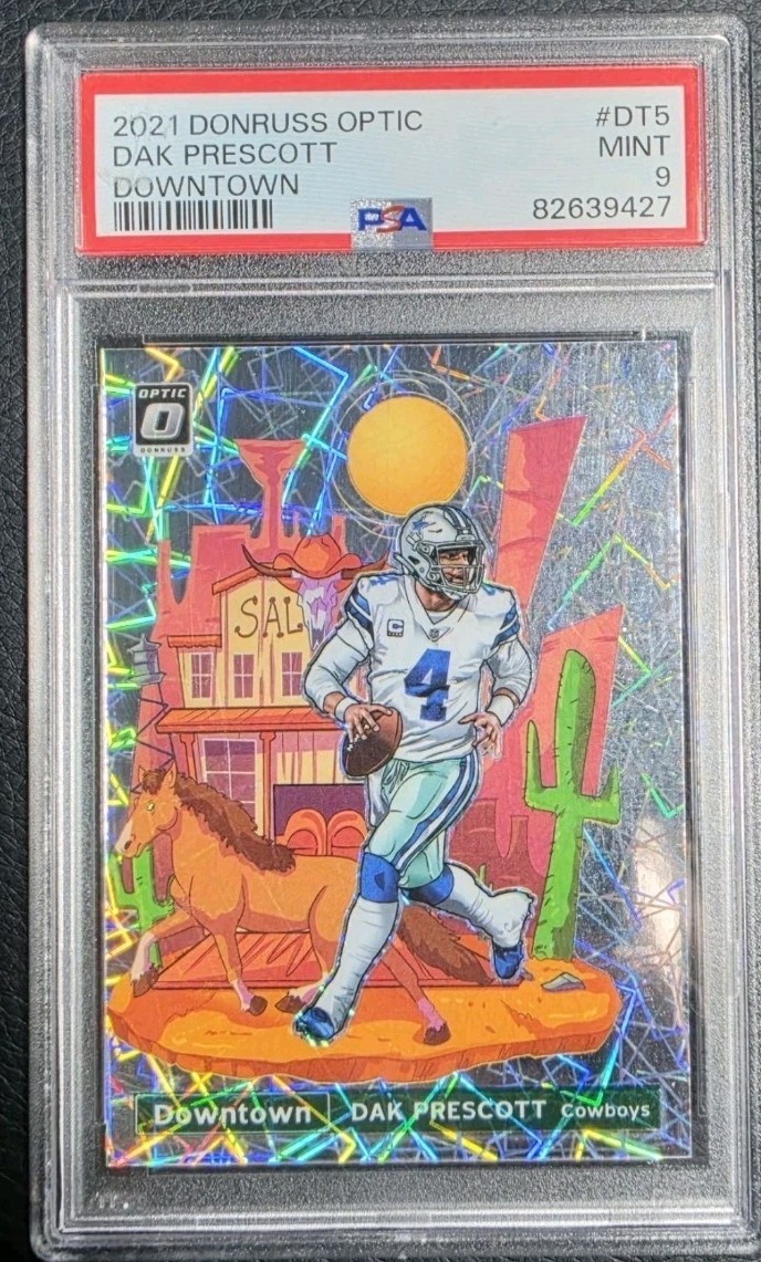 Dak Prescott Downtown Case Hit ssp PSA 9 Cowboys 2021 Panini Donruss Optic DT-5 Dak Prescott Downtown Case Hit ssp PSA 9 Cowboys 2021 Panini Donruss Optic DT-5