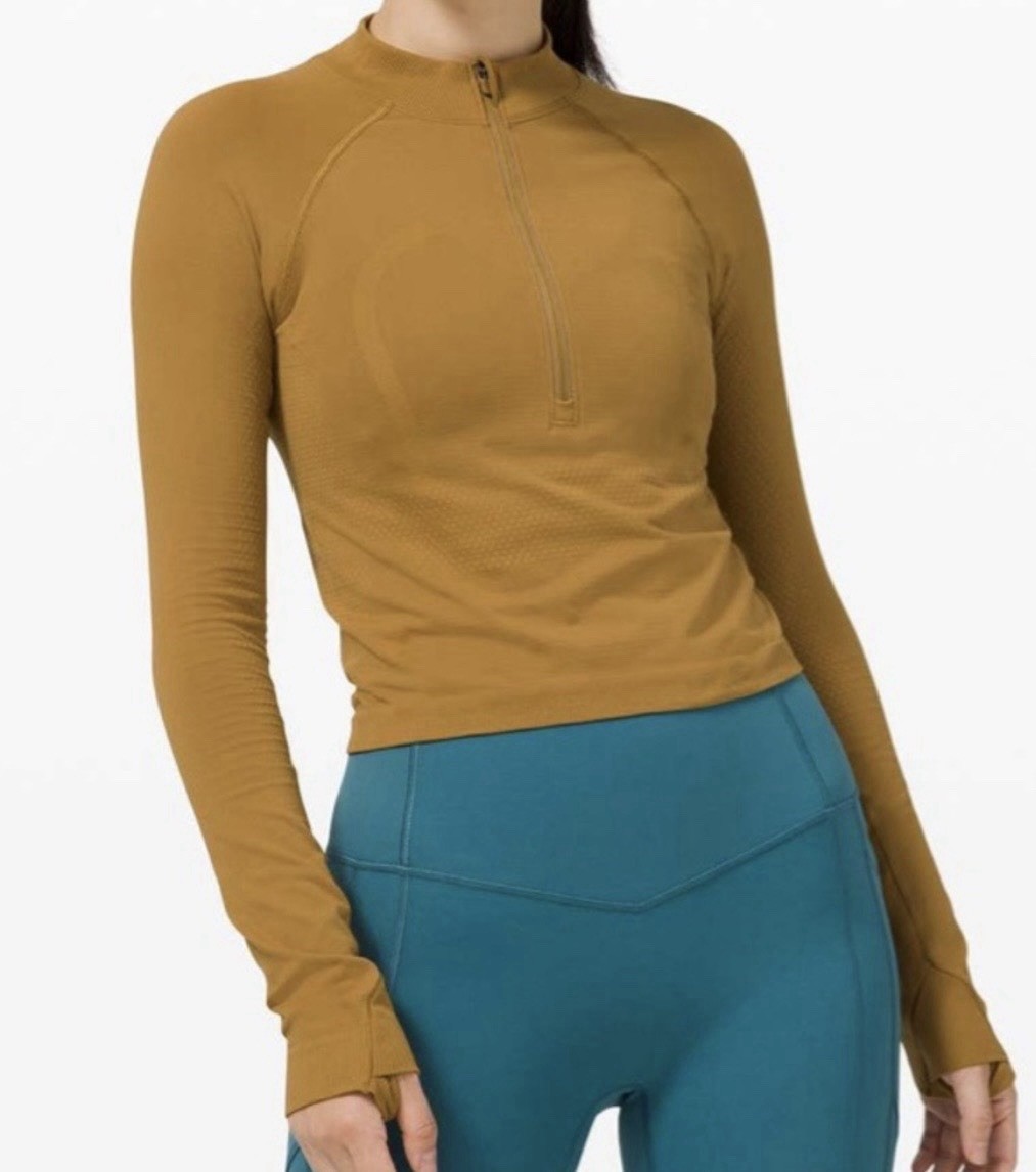 Lululemon Swiftly Tech 1/2 Zip 2.0 Cool Shirt Spiced Bronze Tuscan Gold Size 6